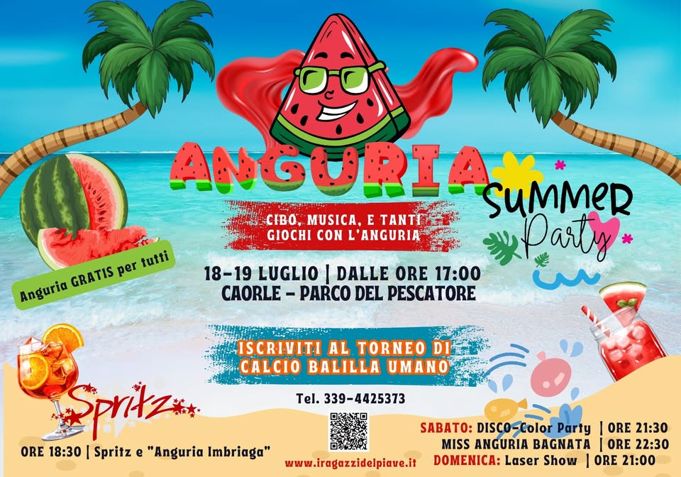 Evento Anguria Summer Party Locandina Anguria Summer Party - da sabato 18 luglio - domenica 19 luglio 2026 ore 17:00 ore 22:30