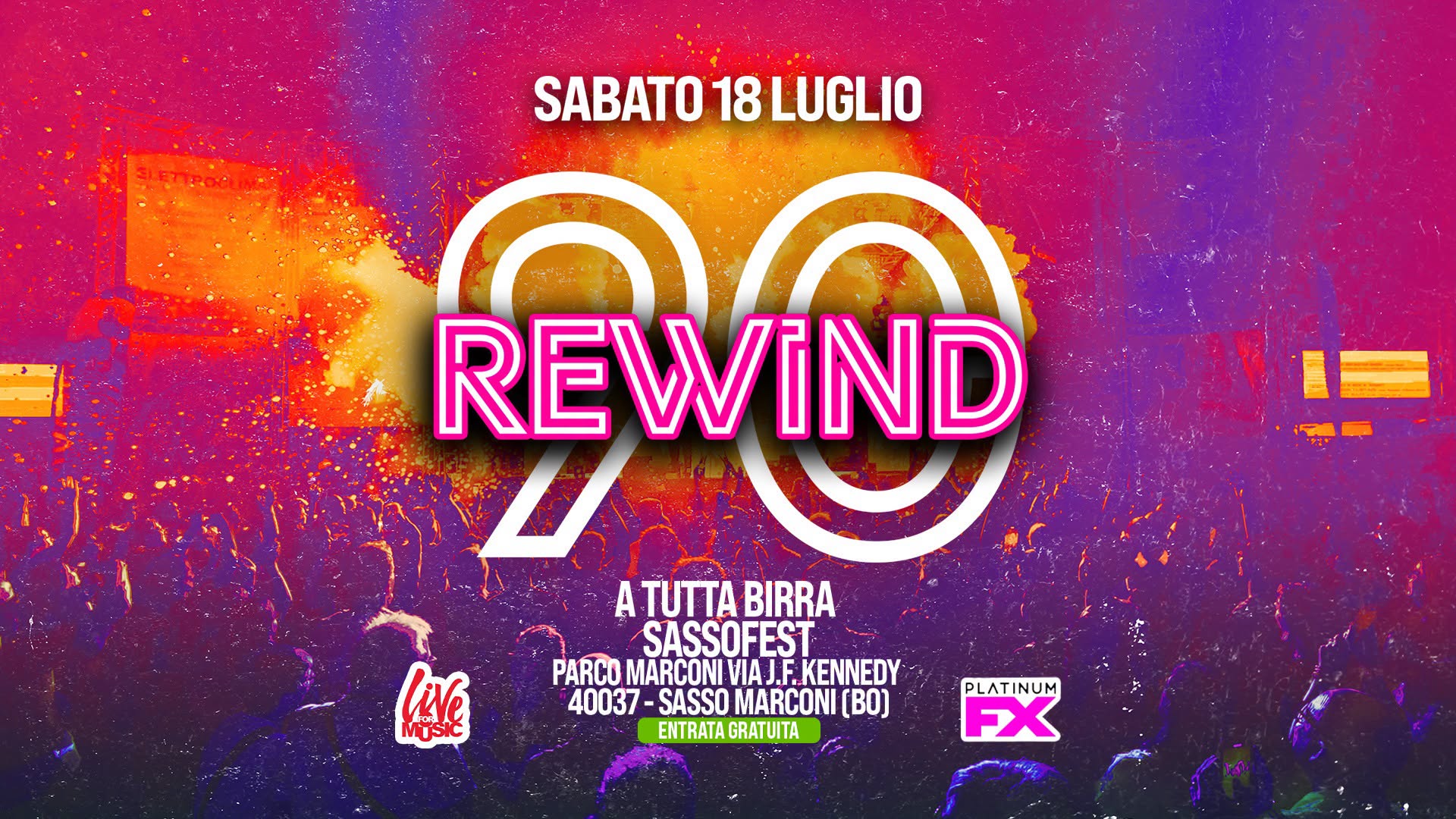 Evento Rewind90 – Sasso Marconi Bo Locandina Rewind90 – Sasso Marconi Bo - sabato 18 luglio ore 22:00 - 00:00