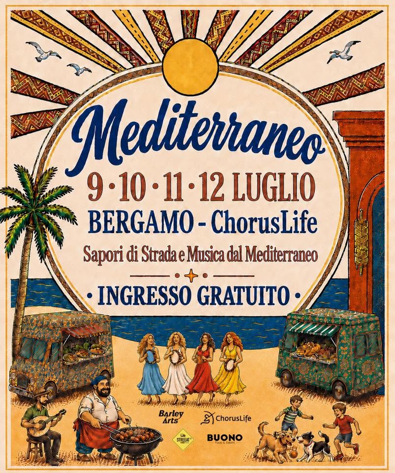 Evento Mediterraneo – Bergamo Locandina Mediterraneo – Bergamo - da giovedì 9 luglio - domenica 12 luglio 2026 ore 18:00 ore 23:55