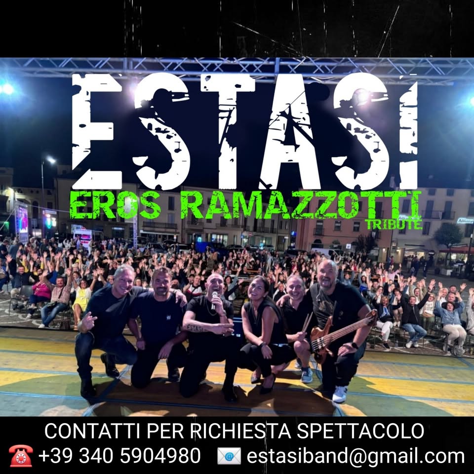 Evento Estasi – Eros Ramazzotti Tribute@Birreria Pisani, Vigonza (Pd) Locandina Estasi – Eros Ramazzotti Tribute@Birreria Pisani, Vigonza (Pd) - sabato 22 agosto ore 21:30 - 23:30