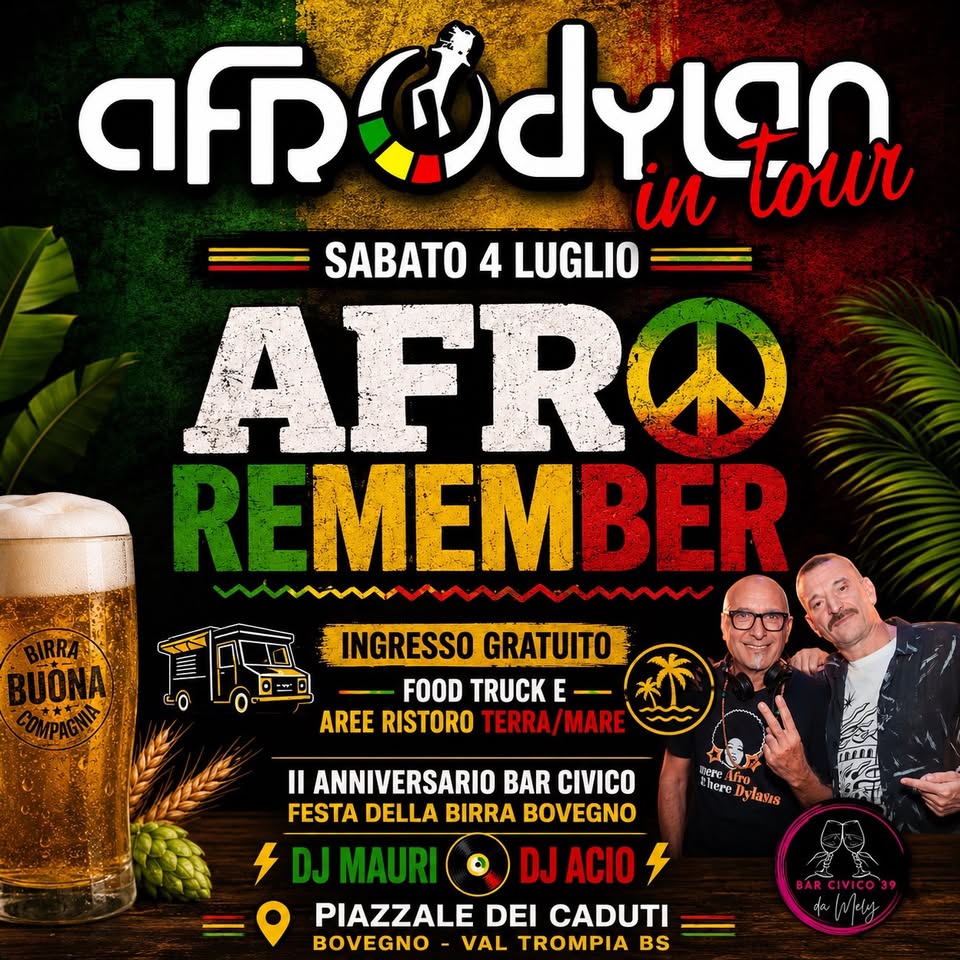 Evento Afro Remember Bovegno Val Trompia Locandina Afro Remember Bovegno Val Trompia - sabato 4 luglio ore 19:00 - 21:00