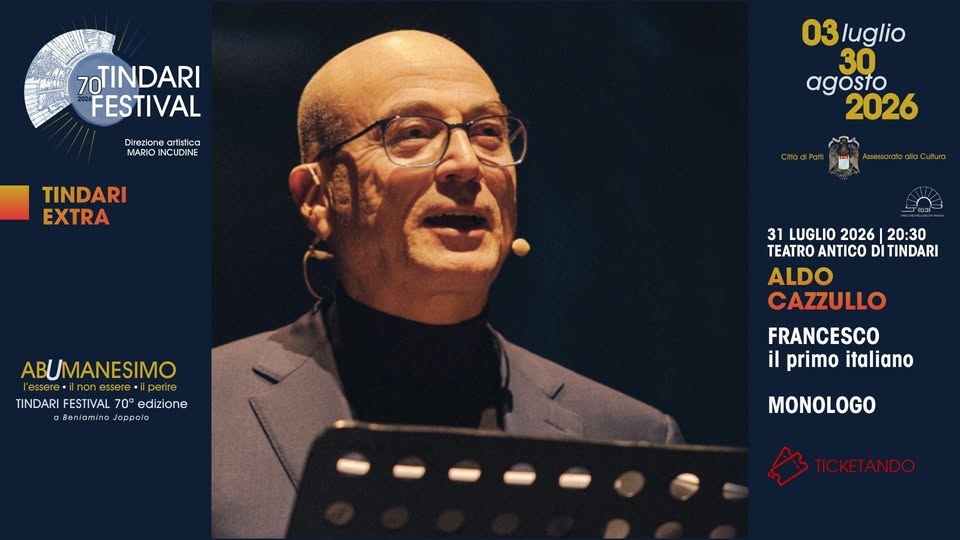 Evento Aldo Cazzullo Francesco Il Primo Itliano Tindari Festival 70 Extra Locandina Aldo Cazzullo Francesco Il Primo Itliano Tindari Festival 70 Extra - venerdì 31 luglio ore 19:30 - 21:30