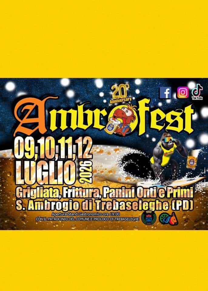 Evento Ambrofest 2026 Locandina Ambrofest 2026 - da giovedì 9 luglio - domenica 12 luglio 2026 ore 19:00 ore 23:59