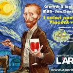 Immagine evento Aperitivo con l’Arte – I colori non piangono – Vincent van Gogh Potrebbe essere un disegno raffigurante arpa e il seguente testo "Giovedì 2 luglia gre 21:00 MUB- san Dona JiPiave (Ve) I colori non ί Vincent ναo Gogh spettacolo culturale cons Cristina Bonadei лήμο Tommasini Riceardo Morpurgo ام piano Regia iه Massimo Tommasini PONAC Città di San Doná di Piave ارسانا 2044 Assessoratoall alla Cultura aperitivo con L'ARTE MUB museo clela sonfica www.aperitivoconlarte.it"