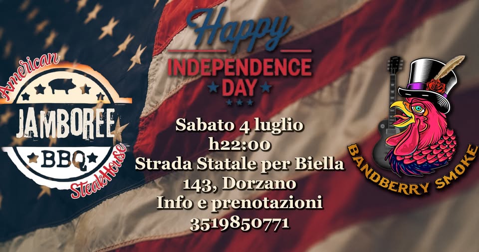 Evento Bandberry Smoke – Indipendence Day Live Locandina Bandberry Smoke – Indipendence Day Live - sabato 4 luglio ore 21:00 - 23:00