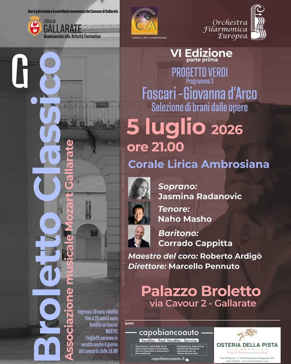 Evento Broletto Classico – Progetto Verdi Locandina Broletto Classico – Progetto Verdi - domenica 5 luglio ore 21:00 - 23:00