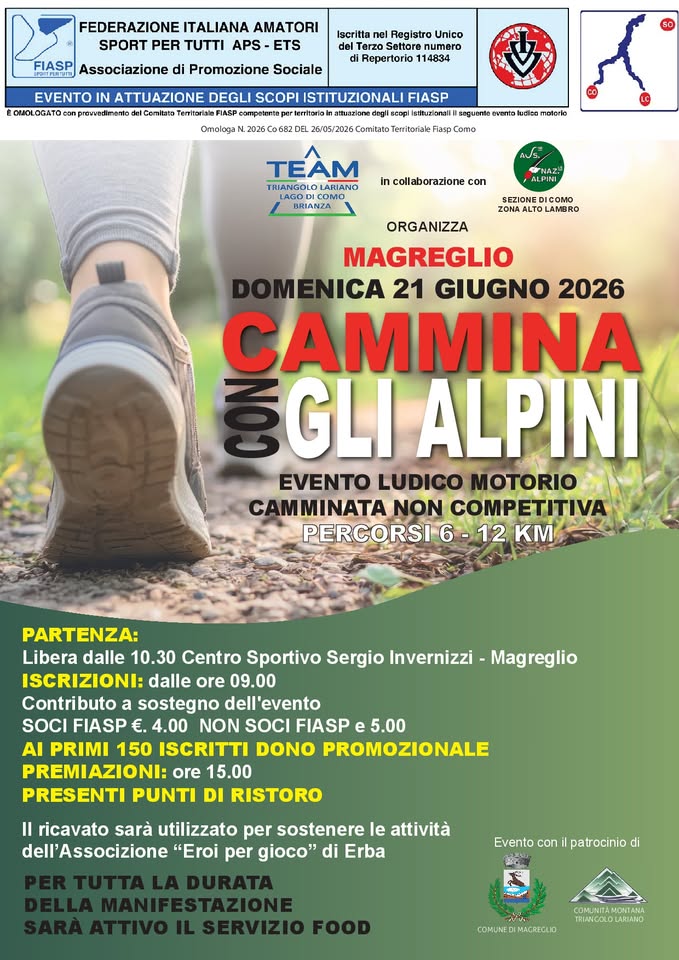 Evento Cammina con gli Alpini Locandina Cammina con gli Alpini - domenica 21 giugno ore 10:30 - 11:00