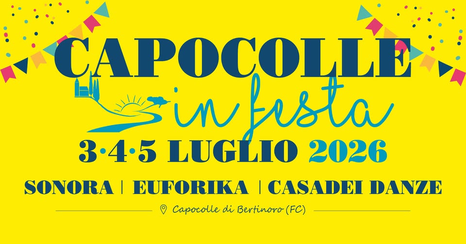 Evento Capocolle in Festa 2026 Locandina Capocolle in Festa 2026 - da venerdì 3 luglio - domenica 5 luglio 2026 ore 19:30 ore 23:59