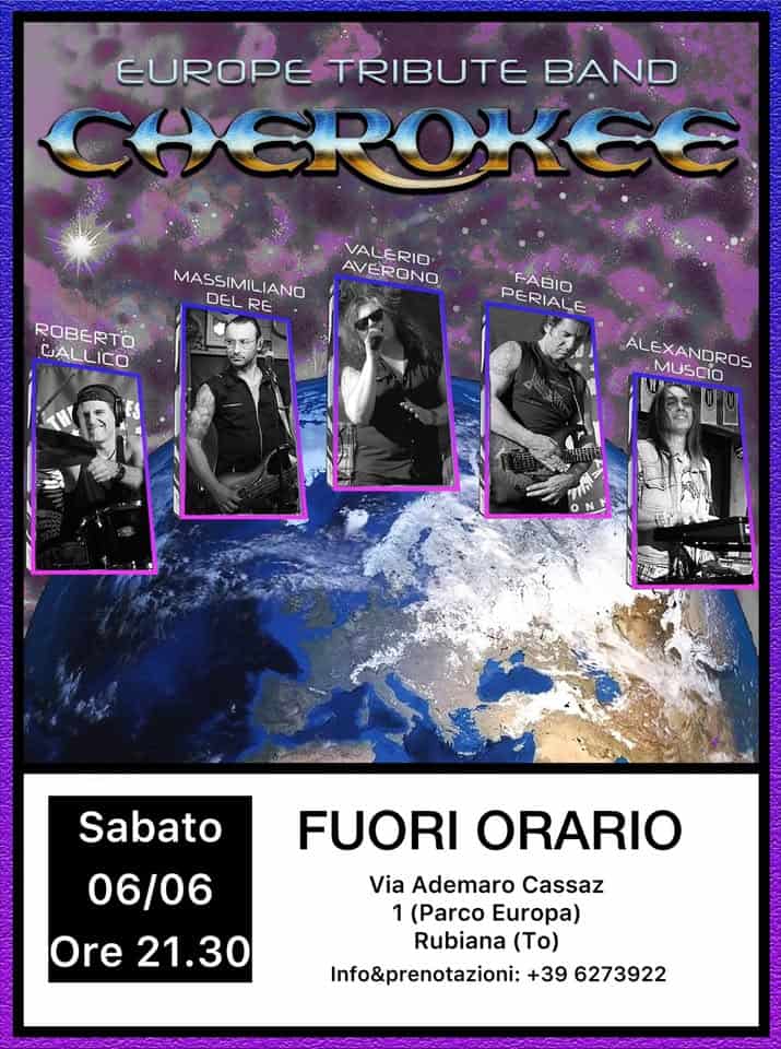 Evento Cherokee Live@ Fuori Orario Locandina Cherokee Live@ Fuori Orario - sabato 6 giugno ore 21:30 - 23:30