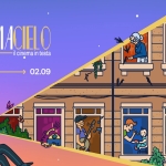 Cinema Cielo • il cinema in testa Potrebbe essere un disegno raffigurante il seguente testo "CINE CINE/MACIELO cinema ilcinemaintesta n testa 2026 27.05 ርት 02.09"