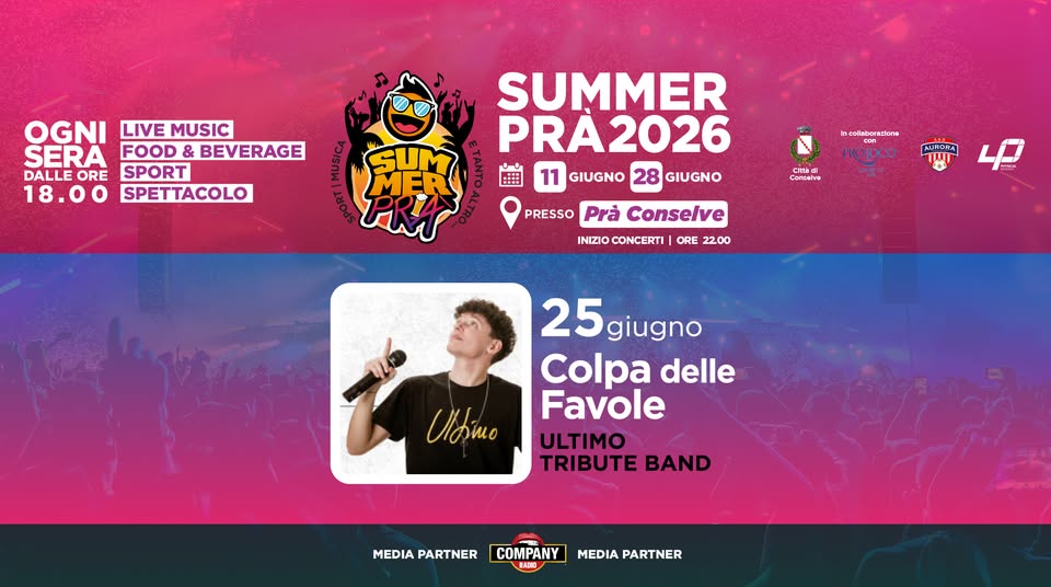 Evento Colpa delle Favole – ULTIMO Tribute Band Locandina Colpa delle Favole – ULTIMO Tribute Band - giovedì 25 giugno ore 21:00 - 23:00