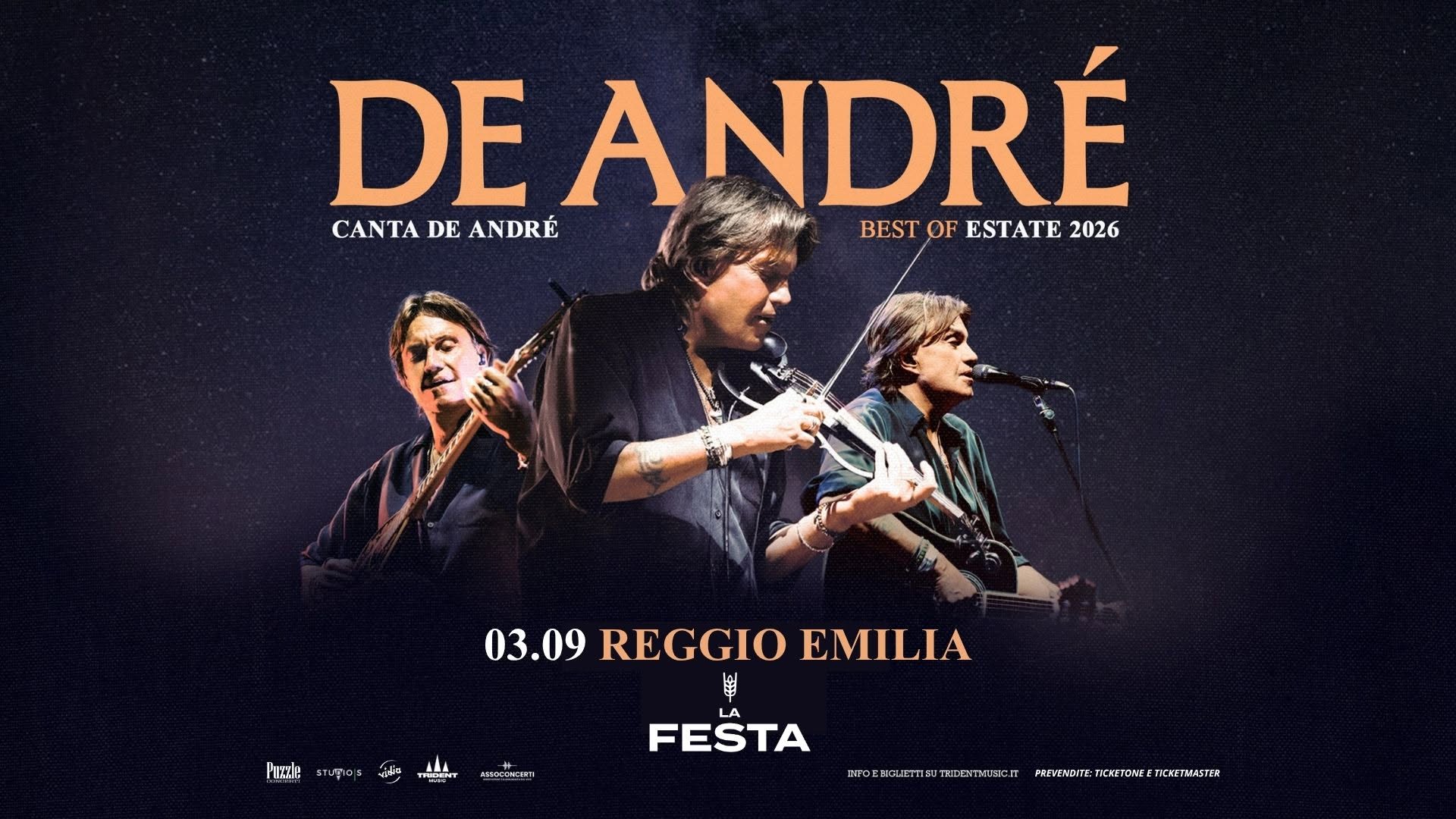 Evento Cristiano De André – La Festa – Reggio Emilia Locandina Cristiano De André – La Festa – Reggio Emilia - giovedì 3 settembre ore 21:00 - 23:00