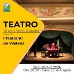 “El poro Toni fu Giobatta” Potrebbe essere un'immagine raffigurante il seguente testo "Be DURLO 86 TEATRO "티 "Elporo Toni fu Giobatta" a cura di: I Teatranti de Vestena 20 GIUGNO 2026 Ore 20.30- Casa Sant-Angela"