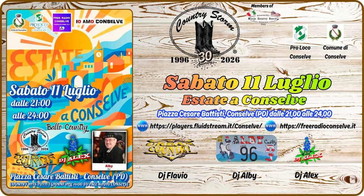 Evento Estate a Conselve Locandina Estate a Conselve - sabato 11 luglio ore 21:00 - 23:00