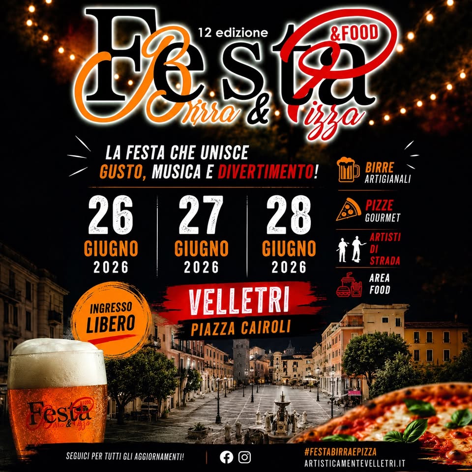Evento Festa della Birra e Pizza 12ed 2026 Locandina Festa della Birra e Pizza 12ed 2026 - da venerdì 26 giugno - domenica 28 giugno 2026 ore 19:00 ore 23:55