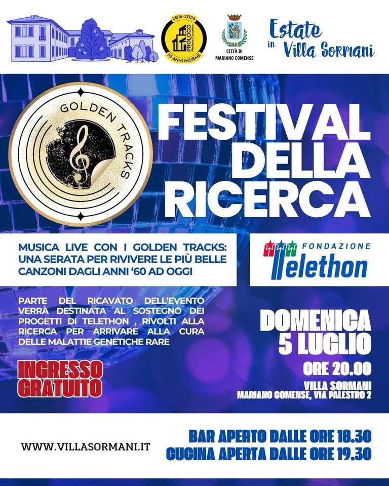 Evento Festival della Ricerca con FONDAZIONE TELETHON Locandina Festival della Ricerca con FONDAZIONE TELETHON - domenica 5 luglio ore 18:30 - 20:30