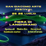 Immagine evento Fiera di Langhirano – San Giacomo Arte Festival a Langhirano (PR) Potrebbe essere un'illustrazione raffigurante il seguente testo "SAN GIACOMO ARTE FESTIVAL 25 26 LUGLIO FIERA DI LANGHIRANO Spettacoli Musica live Street food Handmade market Artisti Artistidistrada di strada"