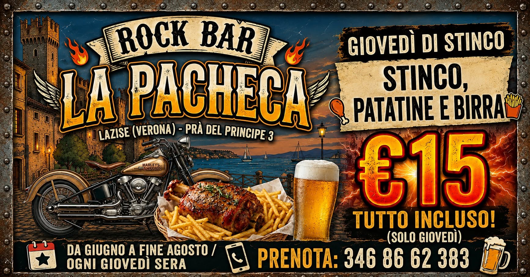 Evento Giovedì Di Stinco Alla Pacheca! Locandina Giovedì Di Stinco Alla Pacheca! - da giovedì 4 giugno - giovedì 27 agosto 2026 ore 19:00 ore 22:30