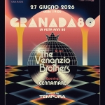 Immagine evento Granada 80 a Santa Lucia di Piave (TV) Potrebbe essere un contenuto di pop art raffigurante il seguente testo "GRANADA Oilla VilaRosar OMA 27 GIUGNO 2026 2026 dalle dalle19:00 19:00 GRANADA8 FESTA ANNI 80 The Djset: Μεορζίο Brothers Opening: Powered by TEMPURA 입남석다! Vla Marconi, 29/B 1025 Santa VIo.Tarol.g/,3/03,lic Lucla di Plave (TV)"