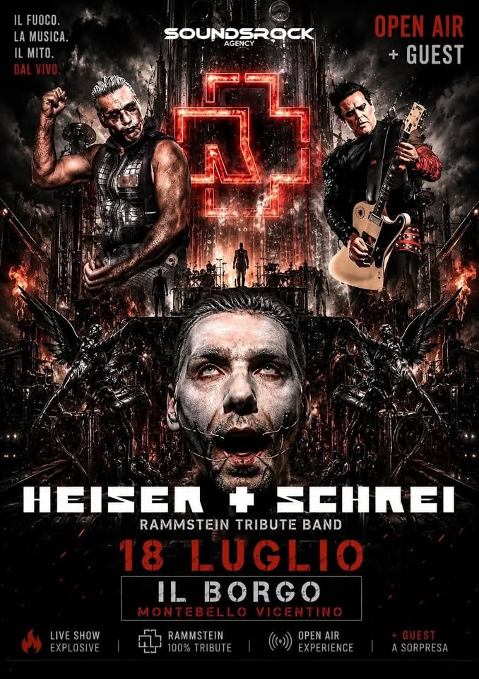 Evento HEISER – SCHREI Rammstein tribute Guest @il borgo (Vicenza) Locandina HEISER – SCHREI Rammstein tribute Guest @il borgo (Vicenza) - sabato 18 luglio ore 20:00 - 22:00