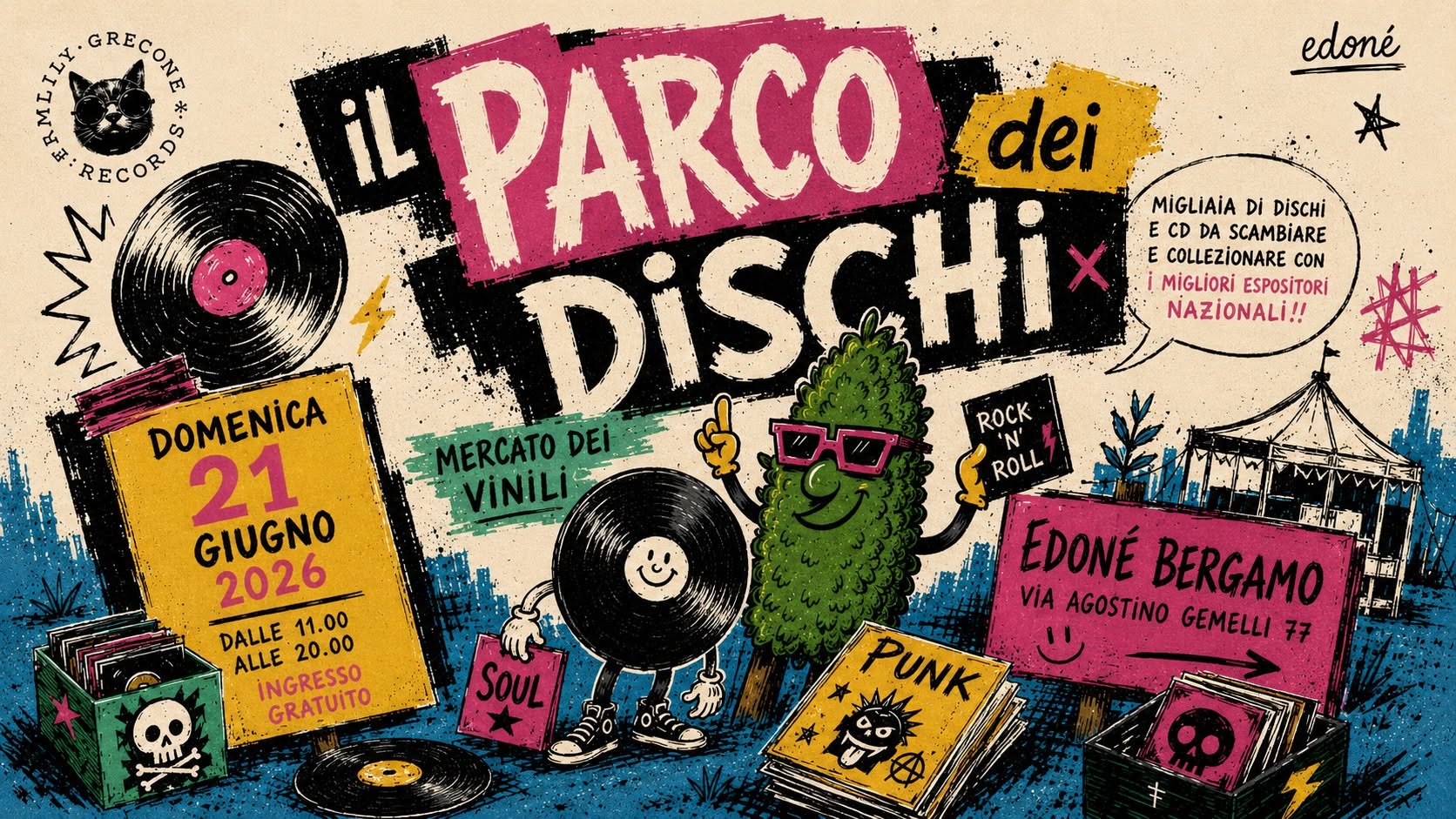 Evento IL PARCO DEI DISCHI La fiera del vinile all’Edoné! Locandina IL PARCO DEI DISCHI La fiera del vinile all’Edoné! - domenica 21 giugno ore 11:00 - 20:00