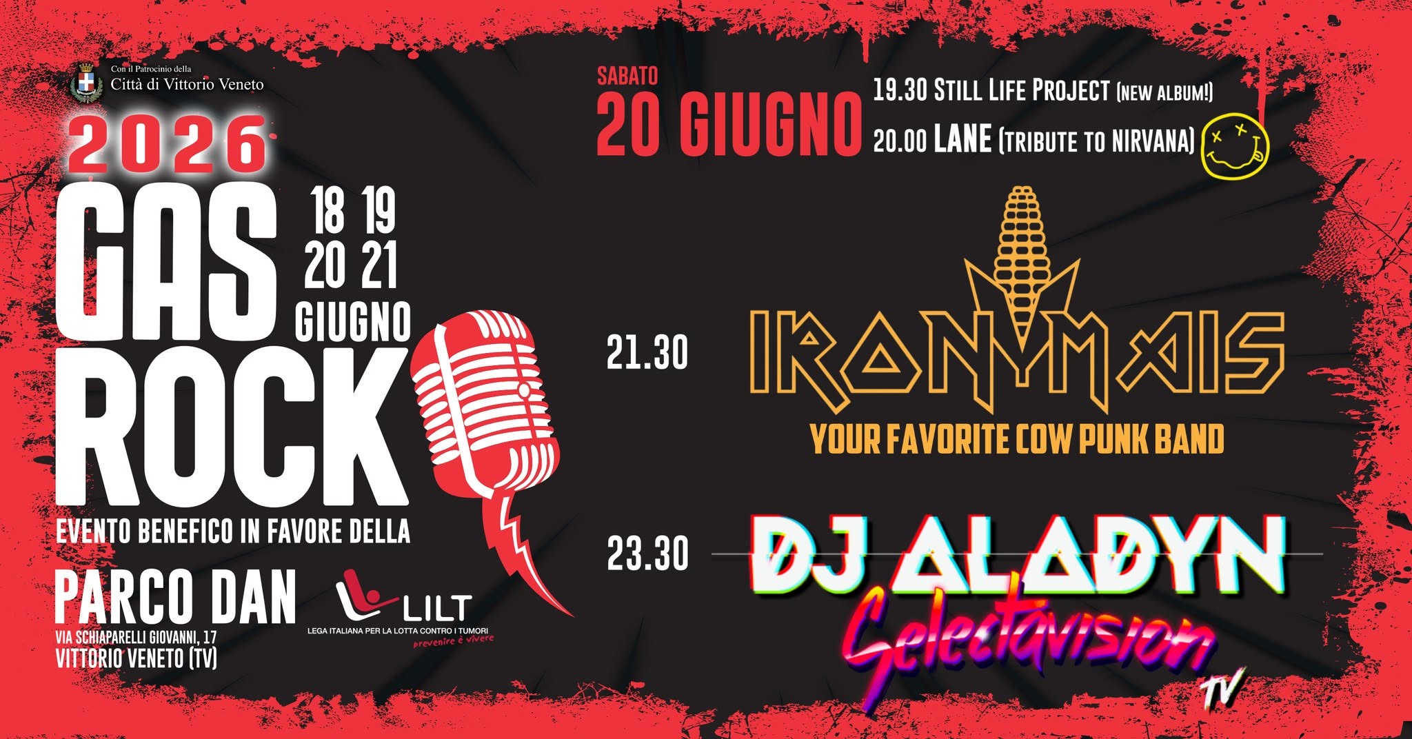 Evento Il Sabato Sera Del Gas Rock – Lane (Nirvana Tribute) – Iron Mais (Cow Punk) – Dj Aladyn Locandina Il Sabato Sera Del Gas Rock – Lane (Nirvana Tribute) – Iron Mais (Cow Punk) – Dj Aladyn - sabato 20 giugno ore 17:00 - 02:00