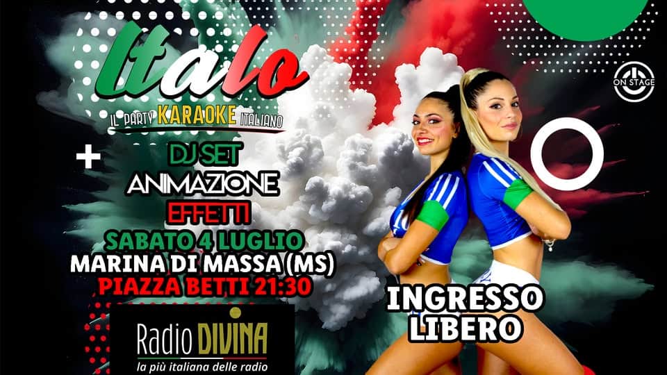 Evento Italo @Marina Di Massa Locandina Italo @Marina Di Massa - sabato 4 luglio ore 21:30 - 23:30