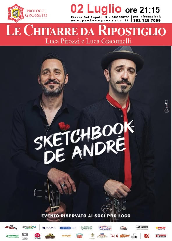 Evento Le Chitarre Da Ripostiglio – “Sketchbook De André” Locandina Le Chitarre Da Ripostiglio – “Sketchbook De André” - giovedì 2 luglio ore 21:15 - 23:15