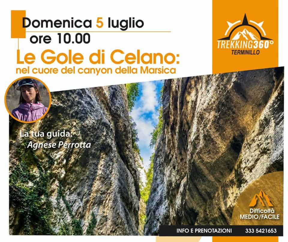 Evento Le Gole di Celano nel cuore del canyon della Marsica Locandina Le Gole di Celano nel cuore del canyon della Marsica - domenica 5 luglio ore 10:00 - 15:00