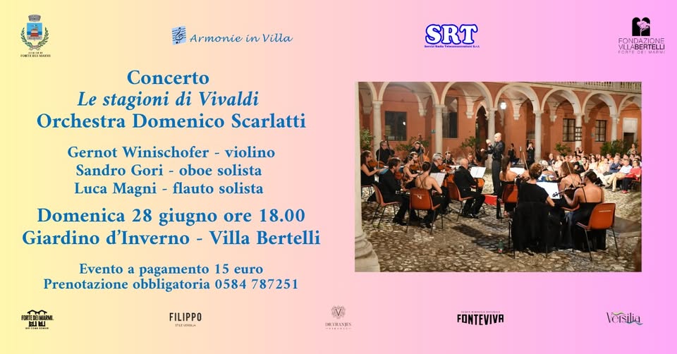 Evento “Le stagioni di Vivaldi” Concerto con l’Orchestra Domenico Scarlatti Locandina “Le stagioni di Vivaldi” Concerto con l’Orchestra Domenico Scarlatti - domenica 28 giugno ore 18:00 - 20:00