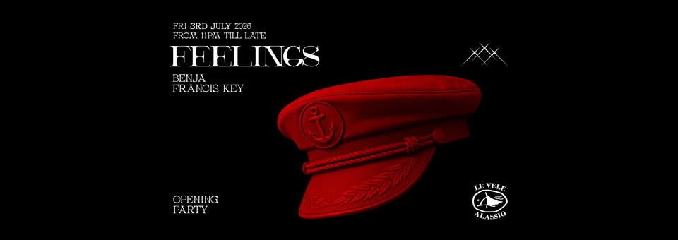 Evento Le Vele Alassio presents Feelings Opening Party – Friday, 3rd July 2026 Locandina Le Vele Alassio presents Feelings Opening Party – Friday, 3rd July 2026 - venerdì 3 luglio ore 23:00 - 05:00