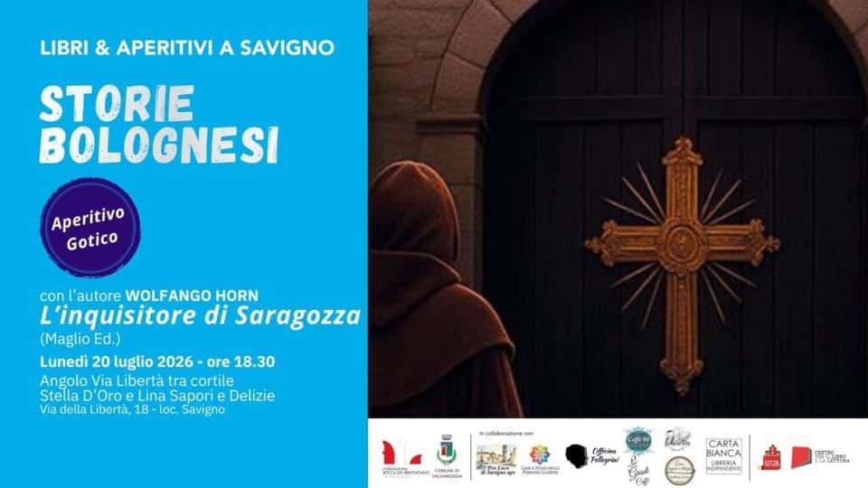 Evento Libri & aperitivi a Savigno – Aperitivo gotico Locandina Libri & aperitivi a Savigno – Aperitivo gotico - lunedì 20 luglio ore 18:30 - 20:30
