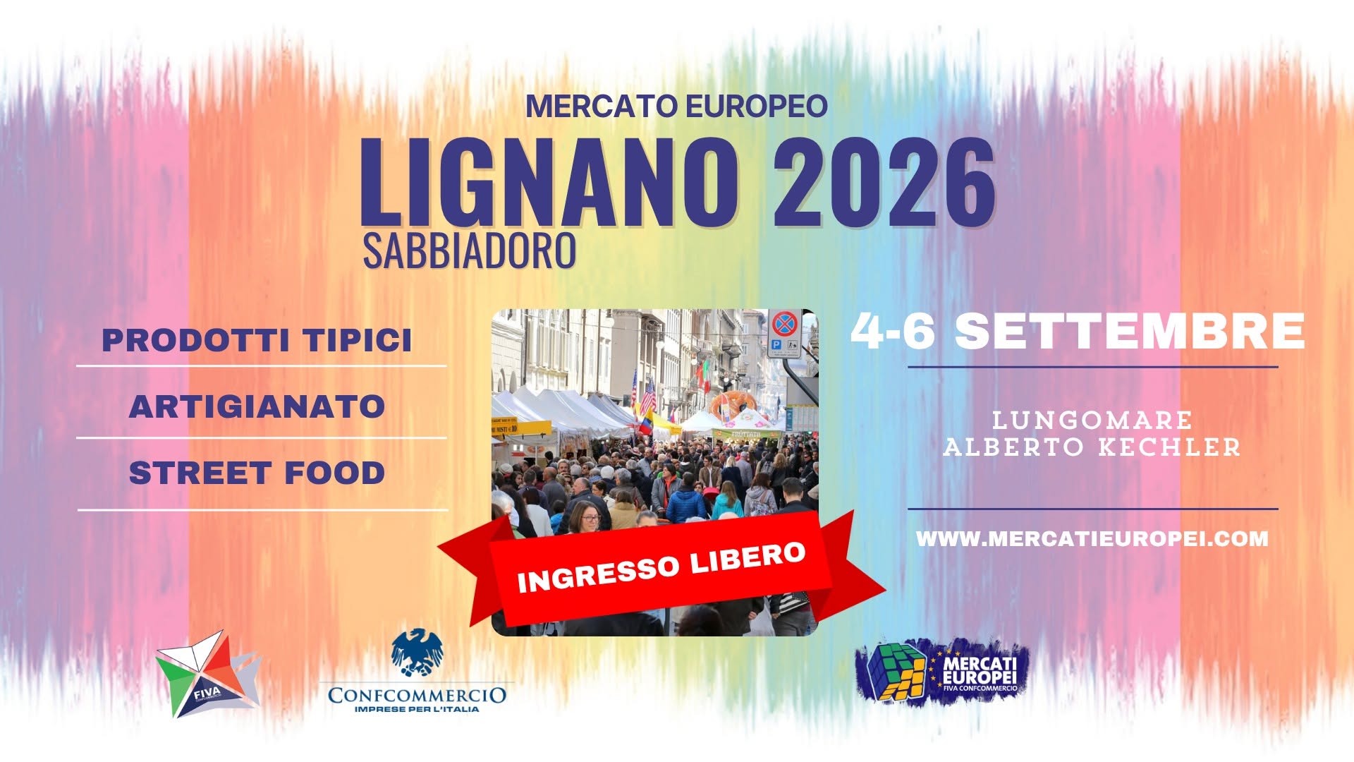 Evento Lignano Sabbiadoro – Ii° Fiera Europea 4 – 5 – 6 Settembre 2026 Locandina Lignano Sabbiadoro – Ii° Fiera Europea 4 – 5 – 6 Settembre 2026 - da venerdì 4 settembre - domenica 6 settembre 2026 ore 11:00 ore 23:59