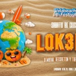 LOK3RA 🍑 06.06.2026 📍La Vela Beach Life Potrebbe essere un'immagine raffigurante spiaggia e il seguente testo "Velabeach Festival SABATO 86 GIUGNO LOK3RA ELORISINAL DEMBOW, REGGRETON y TAAP LATINA LINGOMARE VENEZIA. CRORLE [四"