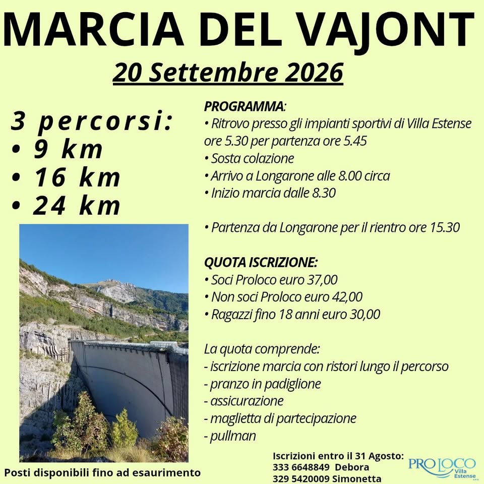 Evento Marcia del Vajont Locandina Marcia del Vajont - domenica 20 settembre ore 05:30 - 07:30