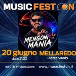 MENGONI MANIA | Music Fest-ON – Mellaredo di Pianiga – 20 giugno 2026 Potrebbe essere un'immagine raffigurante il seguente testo "MUSIC FEST MUSICFESTON ON MENGONIL MANIA 20 giugno MELLAREDO dalle dalle21:30 21:30 Piazza Viterbi Cever INFO & PRENOTAZIONI www.musicfeston.it MUSIC FEST CON N. MRLARFDS2039"