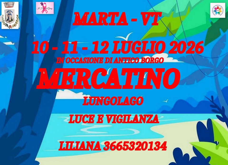Evento Mercatino In Occasione Di Antico Borgo Locandina Mercatino In Occasione Di Antico Borgo - da venerdì 10 luglio - domenica 12 luglio 2026 ore 08:00 ore 21:30