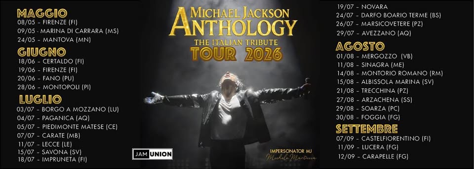 Evento Michael Jackson Anthology – Borgo a Mozzano (LU) Locandina Michael Jackson Anthology – Borgo a Mozzano (LU) - venerdì 3 luglio ore 22:00 - 00:00