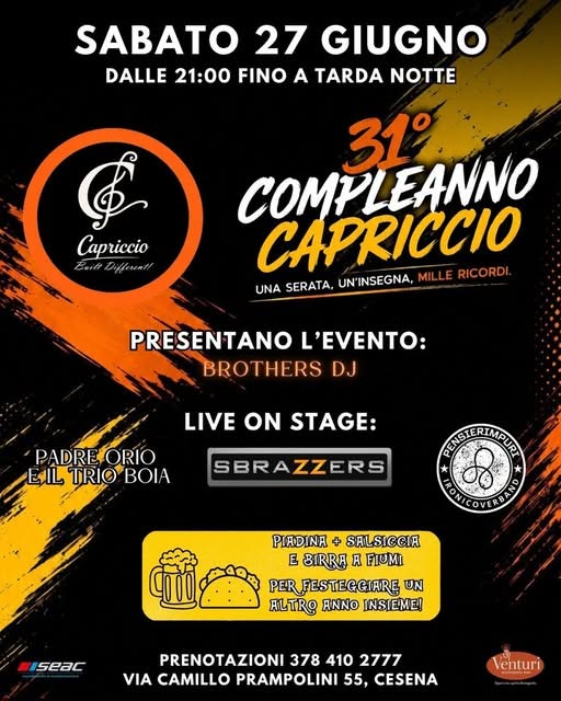 Evento Pensierimpuri Live al Bar Capriccio Locandina Pensierimpuri Live al Bar Capriccio - sabato 27 giugno ore 20:00 - 22:00