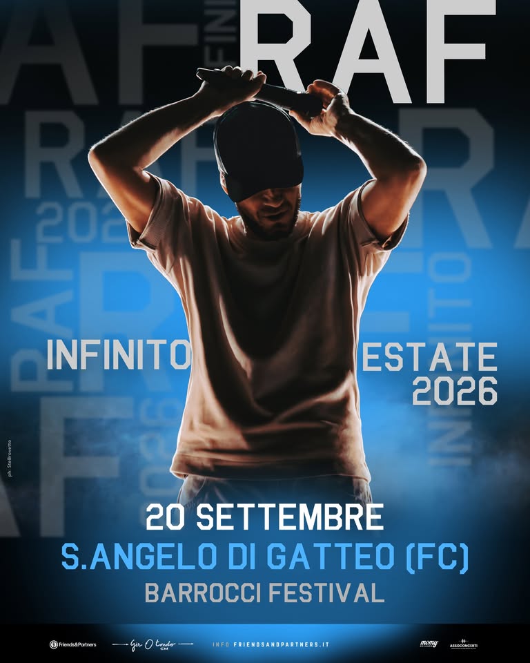 Evento RAF – Infinito Estate 2026 Barrocci Festival Locandina RAF – Infinito Estate 2026 Barrocci Festival - domenica 20 settembre ore 21:30 - 23:30