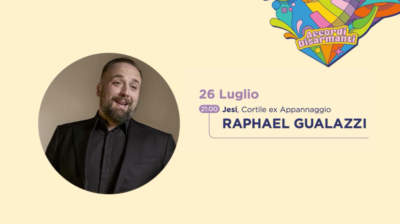 Evento Raphael Gualazzi – 26 Luglio 2026 Locandina Raphael Gualazzi – 26 Luglio 2026 - domenica 26 luglio ore 21:00 - 23:00