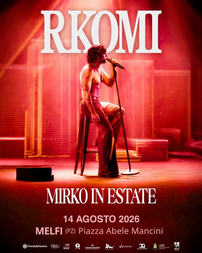 Evento Rkomi – Piazza A. Mancini Melfi (Pz) – Ven. 14/08/2026 Locandina Rkomi – Piazza A. Mancini Melfi (Pz) – Ven. 14/08/2026 - venerdì 14 agosto ore 22:00 - 00:00