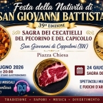 Sagra del Cicatiello e della Montanara. San Giovanni di Ceppaloni (BN) Potrebbe essere un'immagine raffigurante pasta e il seguente testo "Festa della Natività di SAN GIOVANNI BATTISTA 39g EDIZIONE So SAGRA DEI CECATIELLI १ই DEL PECORINO E DEL CAPICOLLO San Giovanni di Ceppaloni (BN) موم Piazza Chiesa 原際電 23 GIUGNO 2024 DALLE ORE 20:00 APERTURA STAND GASTRONOMICI SPETTACOLD MUSICALI La notte continua con DJ SET! 24 GIUGNO 2024 SAGRA DELLA MONTANARA DJ TRADIZIONE SPETTACOLI MUSICALI E FUOCHI D'ARTIFICIO SAPORI MUSICA DIVERTIMENTO"