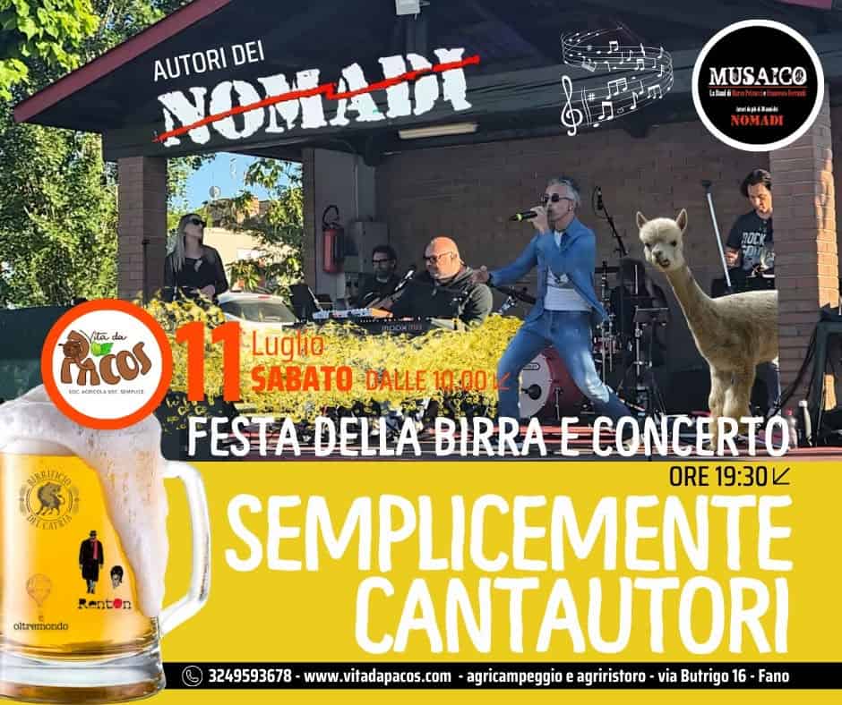 Evento Semplicemente Cantautori & Festa Della Birra Artigianale Locandina Semplicemente Cantautori & Festa Della Birra Artigianale - sabato 11 luglio ore 15:00 - 17:00