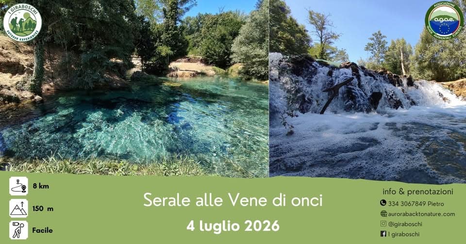 Evento Serale alle Vene di Onci Locandina Serale alle Vene di Onci - sabato 4 luglio ore 18:00 - 22:30