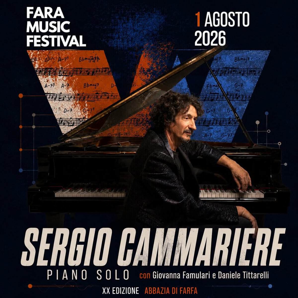 Evento Sergio Cammariere Tour 2026 Live Fara Music Festival Locandina Sergio Cammariere Tour 2026 Live Fara Music Festival - sabato 1 agosto ore 21:30 - 23:30