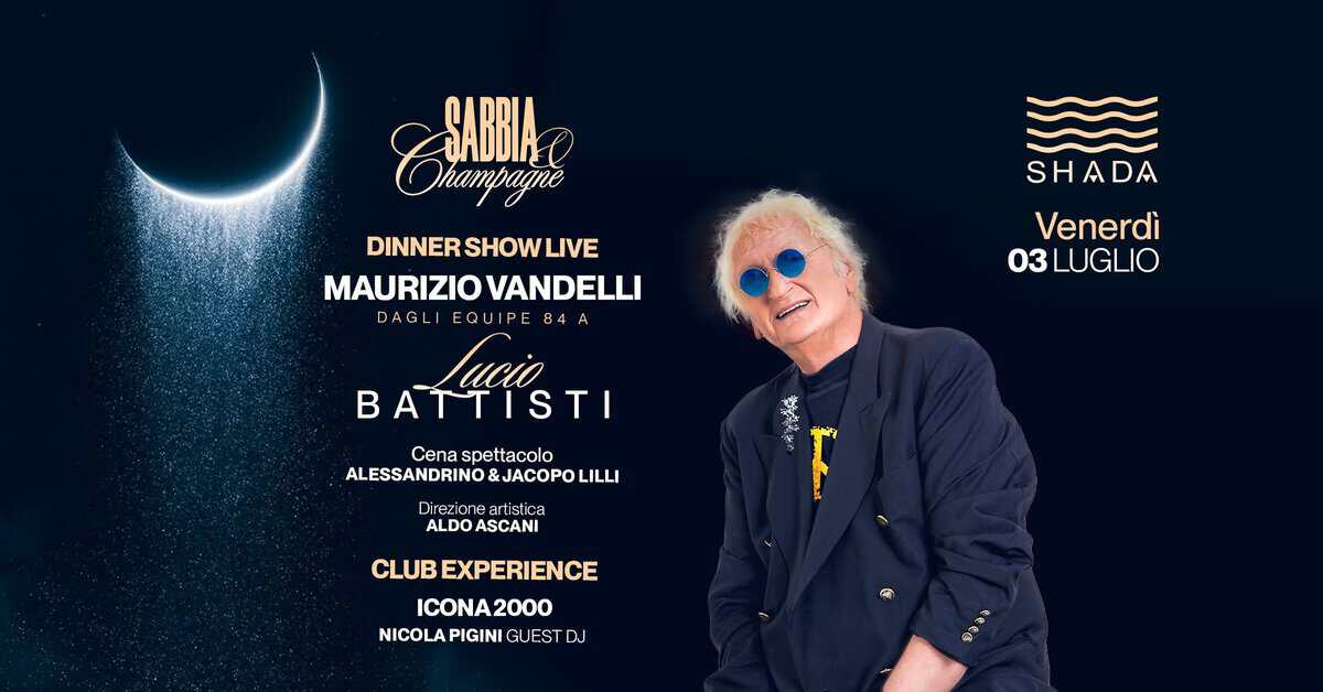 Evento Shada club SABBIA & CHAMPAGNE Venerdì 3 Luglio Locandina Shada club SABBIA & CHAMPAGNE Venerdì 3 Luglio - venerdì 3 luglio ore 21:00 - 03:30