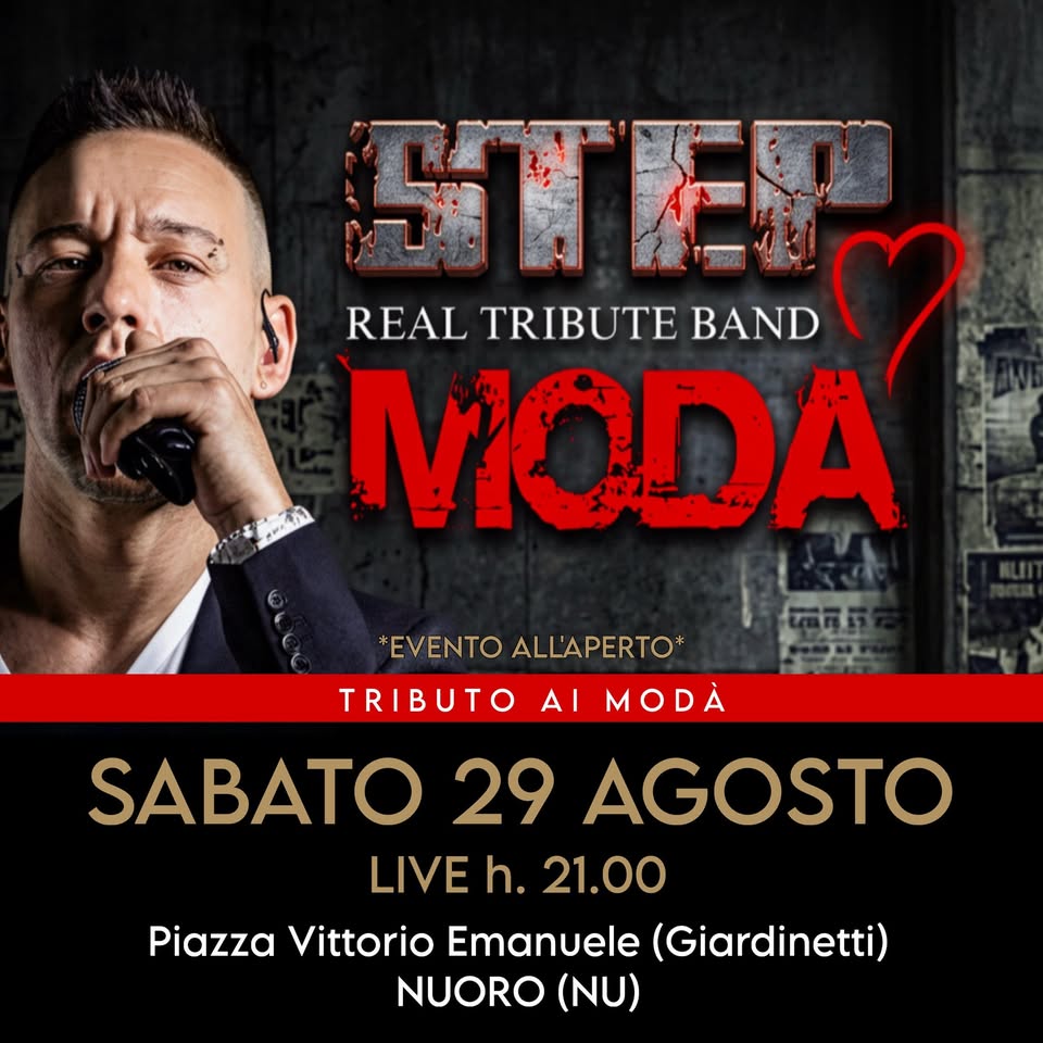 Evento Step Real – Tribute Band Modà – Live – Piazza Vittorio Emanuele (Giardinetti) Nuoro (Nu) Locandina Step Real – Tribute Band Modà – Live – Piazza Vittorio Emanuele (Giardinetti) Nuoro (Nu) - sabato 29 agosto ore 21:00 - 23:00