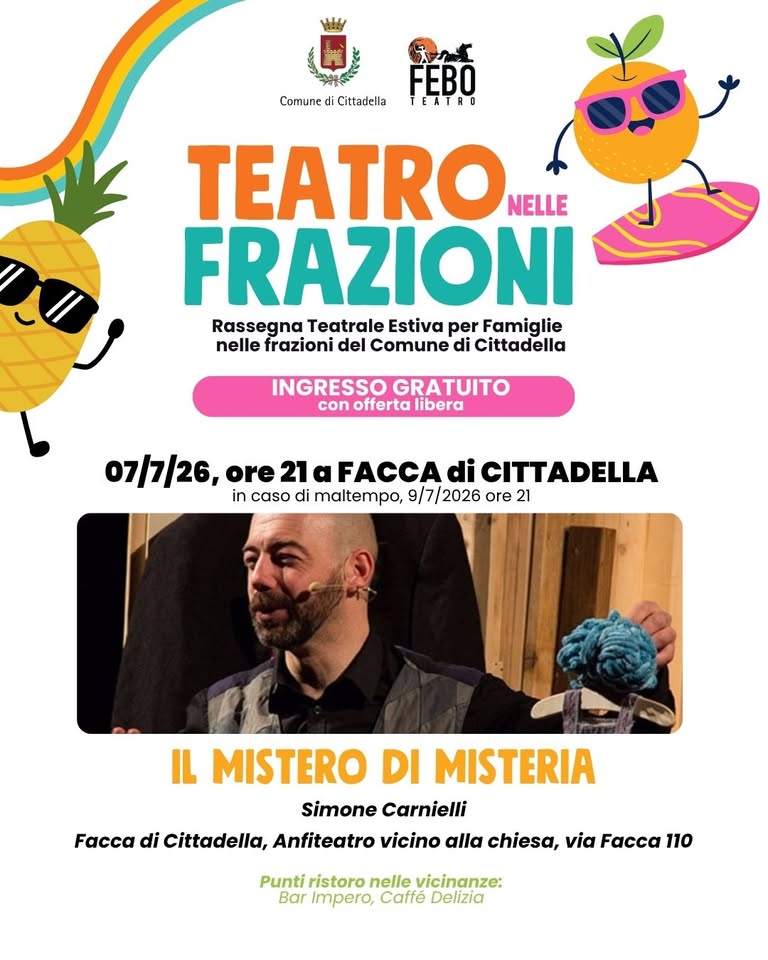 Evento Teatro nelle frazioni – Il Mistero di Misteria Locandina Teatro nelle frazioni – Il Mistero di Misteria - martedì 7 luglio ore 21:00 - 23:00
