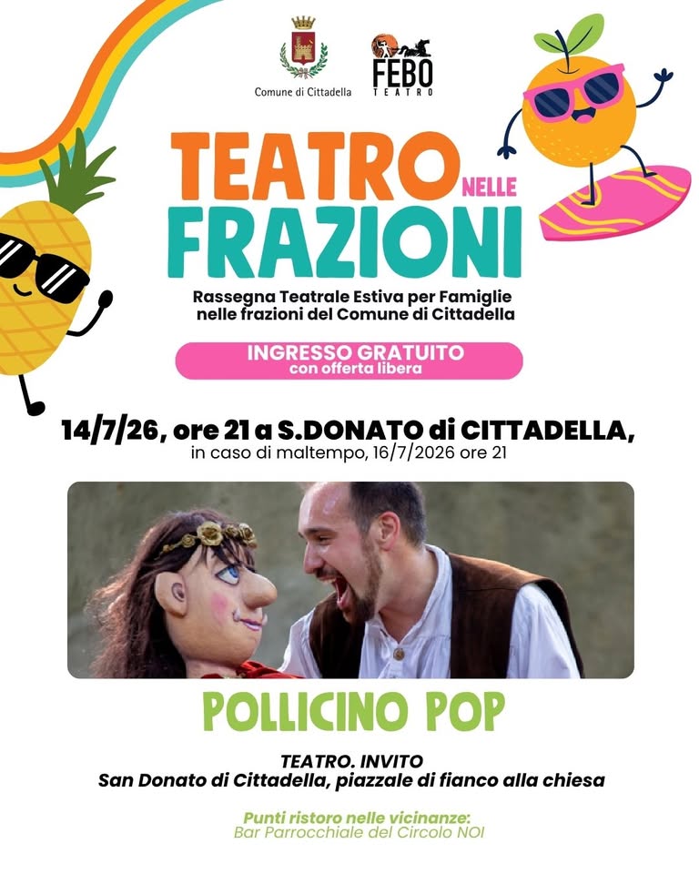 Evento Teatro nelle frazioni – Pollicino Pop Locandina Teatro nelle frazioni – Pollicino Pop - martedì 14 luglio ore 21:00 - 23:00